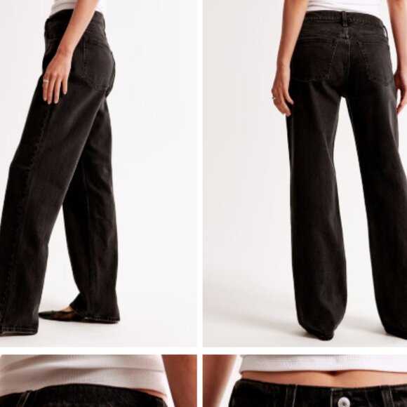 Abercrombie & Fitch The Baggy Low Rise (Curve Love) Jeans in Black 26 / 2R - Picture 3 of 4